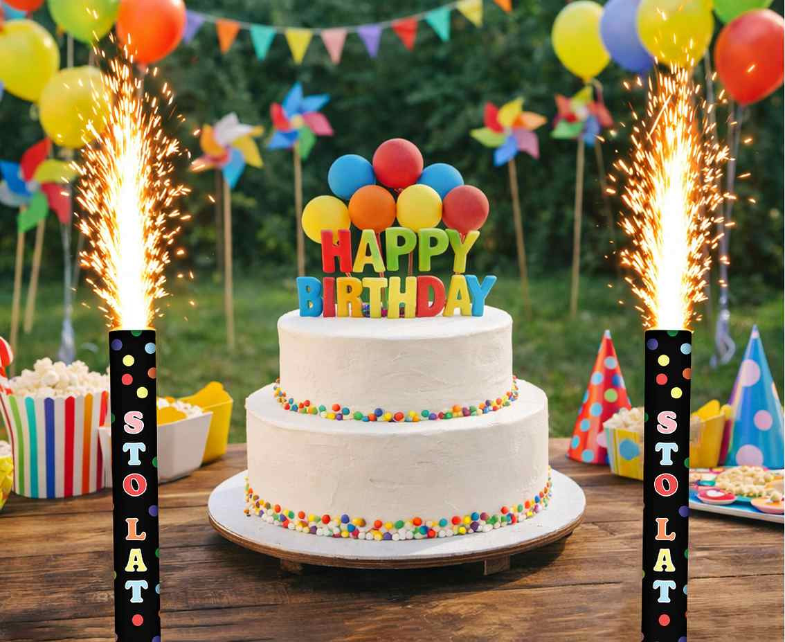 Party fountain Happy Birthday 12 cm/ 1 pc., black